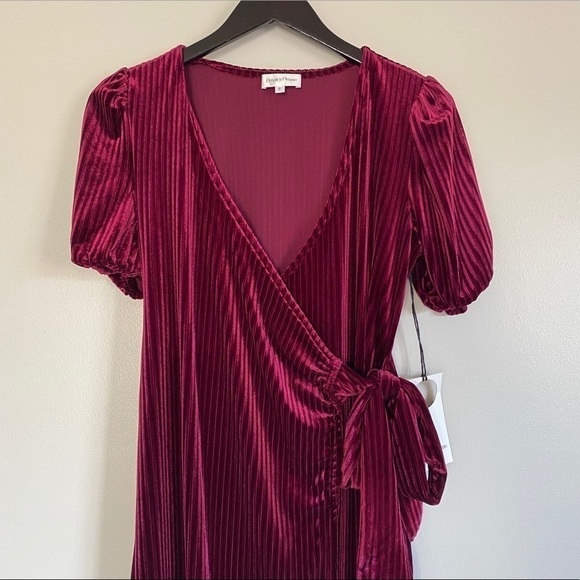 NWT PRIVACY PLEASE Laila Ribbed Velvet Wrap Dress - Picture 5 of 9